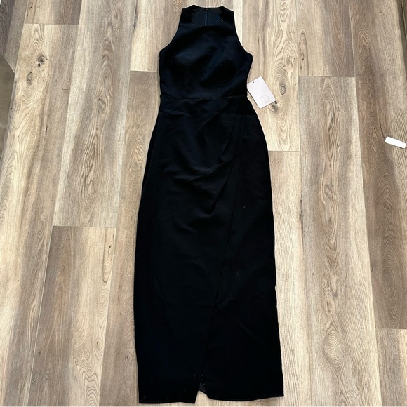 New JS Collections Black Faux Wrap Halter Maxi Dress - Picture 2 of 7